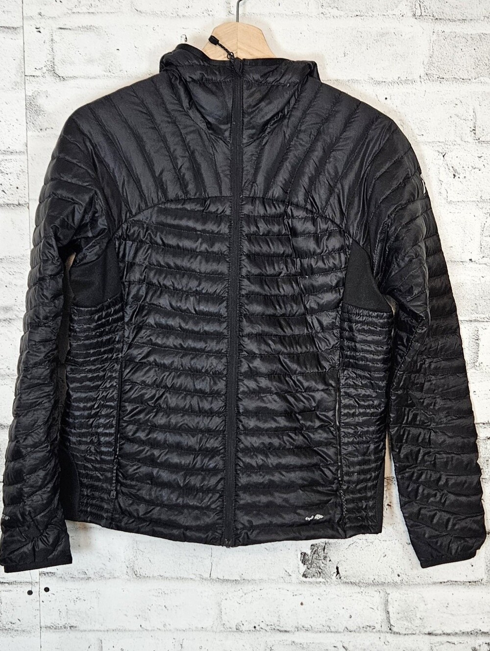 Eddie Bauer Womens Goose Down Hooded Puffer Jacket Black Petite Medium